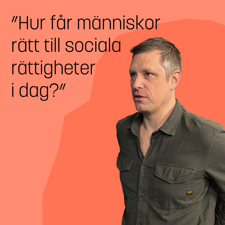 Avsnittsgästen David Ekholm mot en orange bakgrund tillsammans med texten 