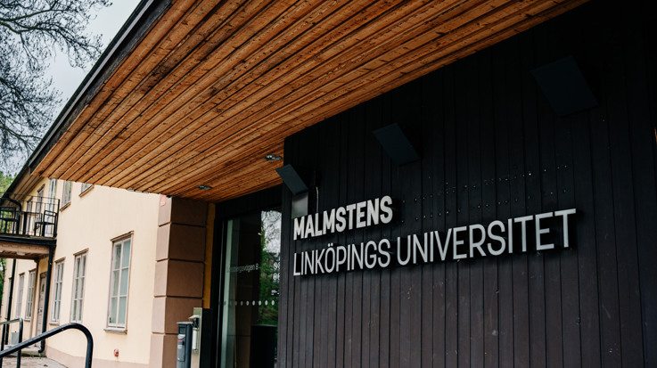husfasad och skylt där det står Malmstens LiU